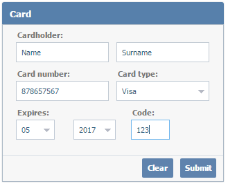 Card data Form